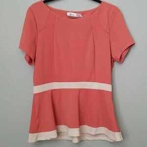 Sunny girl NWT Girly Mod Vibrant Peplum Short Sleeve Top Size Large Modcloth